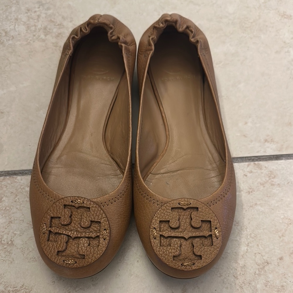 Tory Burch Tan Leather Ballet Flats